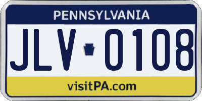 PA license plate JLV0108