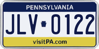 PA license plate JLV0122