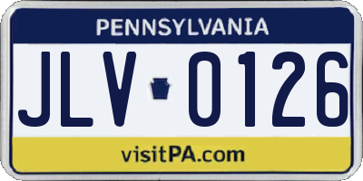 PA license plate JLV0126