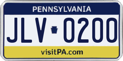 PA license plate JLV0200