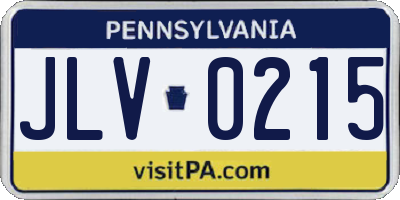 PA license plate JLV0215