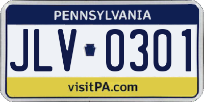 PA license plate JLV0301
