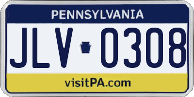 PA license plate JLV0308