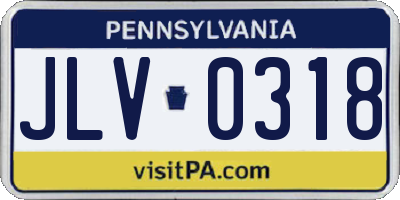 PA license plate JLV0318