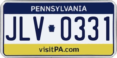 PA license plate JLV0331