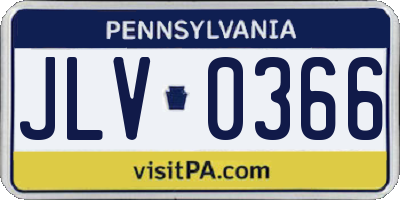 PA license plate JLV0366