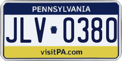 PA license plate JLV0380