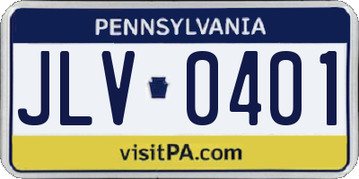 PA license plate JLV0401