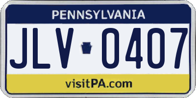 PA license plate JLV0407