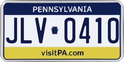 PA license plate JLV0410