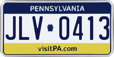 PA license plate JLV0413
