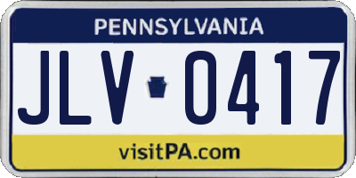 PA license plate JLV0417