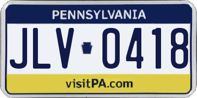 PA license plate JLV0418