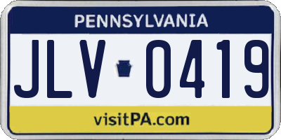PA license plate JLV0419