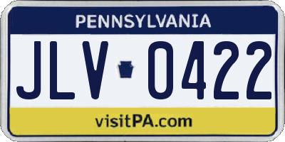 PA license plate JLV0422