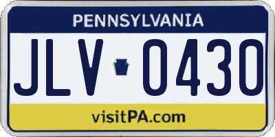 PA license plate JLV0430