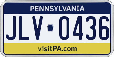 PA license plate JLV0436