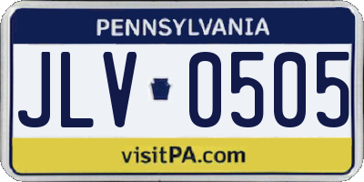 PA license plate JLV0505