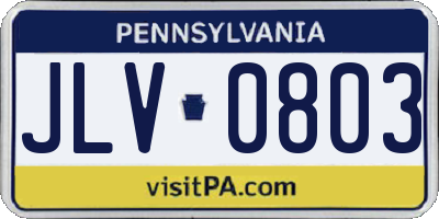PA license plate JLV0803