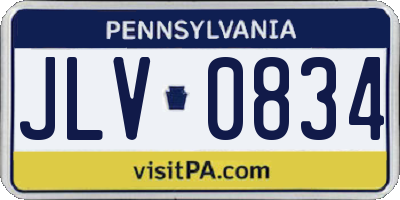 PA license plate JLV0834