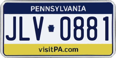 PA license plate JLV0881