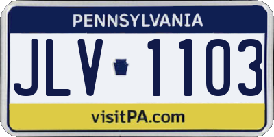PA license plate JLV1103