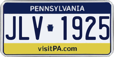 PA license plate JLV1925