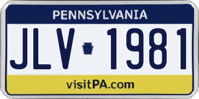 PA license plate JLV1981
