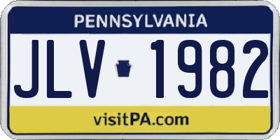 PA license plate JLV1982