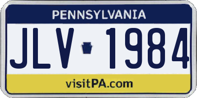 PA license plate JLV1984