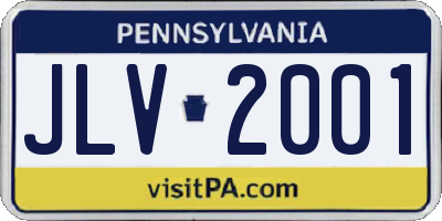 PA license plate JLV2001