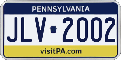 PA license plate JLV2002
