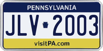 PA license plate JLV2003