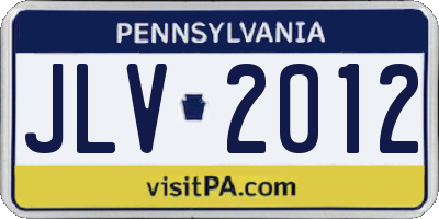 PA license plate JLV2012