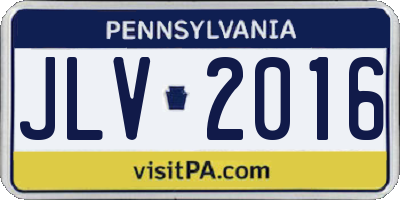 PA license plate JLV2016