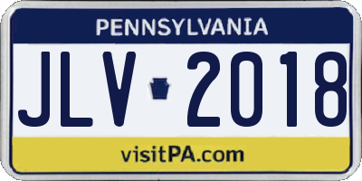 PA license plate JLV2018