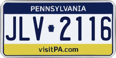 PA license plate JLV2116