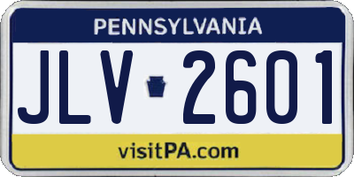 PA license plate JLV2601