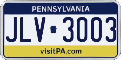 PA license plate JLV3003