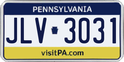 PA license plate JLV3031