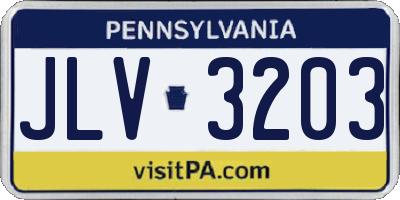 PA license plate JLV3203