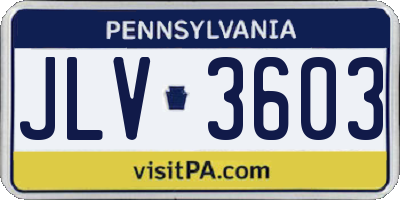 PA license plate JLV3603