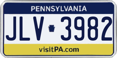 PA license plate JLV3982