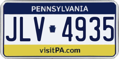 PA license plate JLV4935