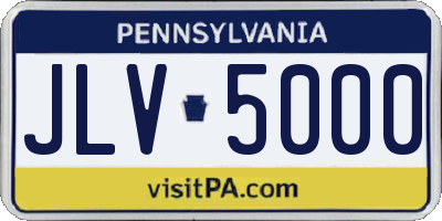 PA license plate JLV5000