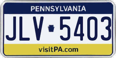 PA license plate JLV5403