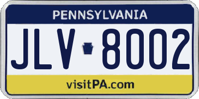 PA license plate JLV8002