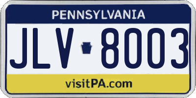 PA license plate JLV8003