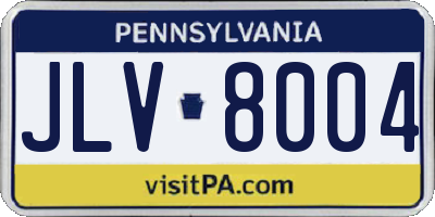 PA license plate JLV8004