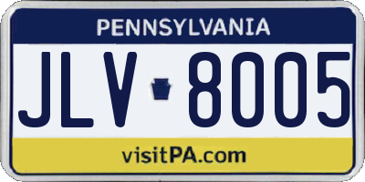 PA license plate JLV8005